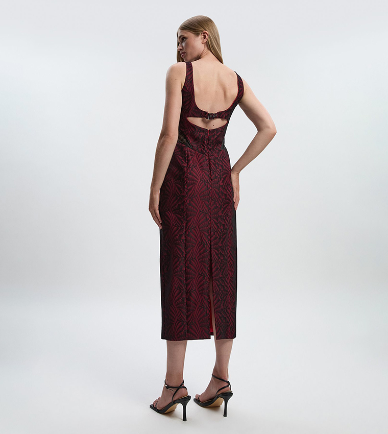 Premium Lace Sleeveless Tailored Midi Dress