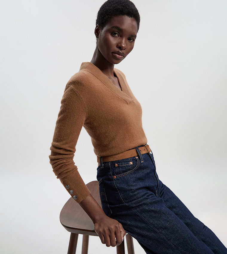 Cashmere V-Neck Knitted Sweater