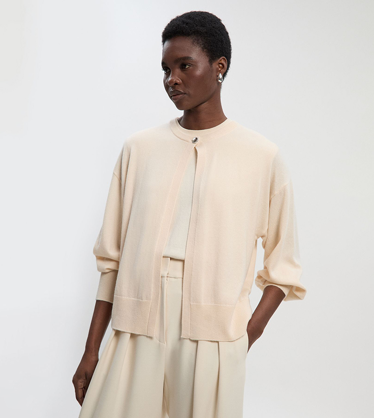 Cashmere Wool Blend Knit Cardigan