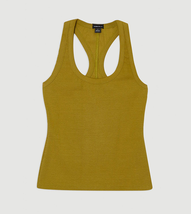 Compact Jersey Ribbed Racer Back Tank Top