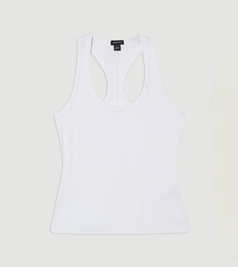Compact Jersey Ribbed Racer Back Tank Top