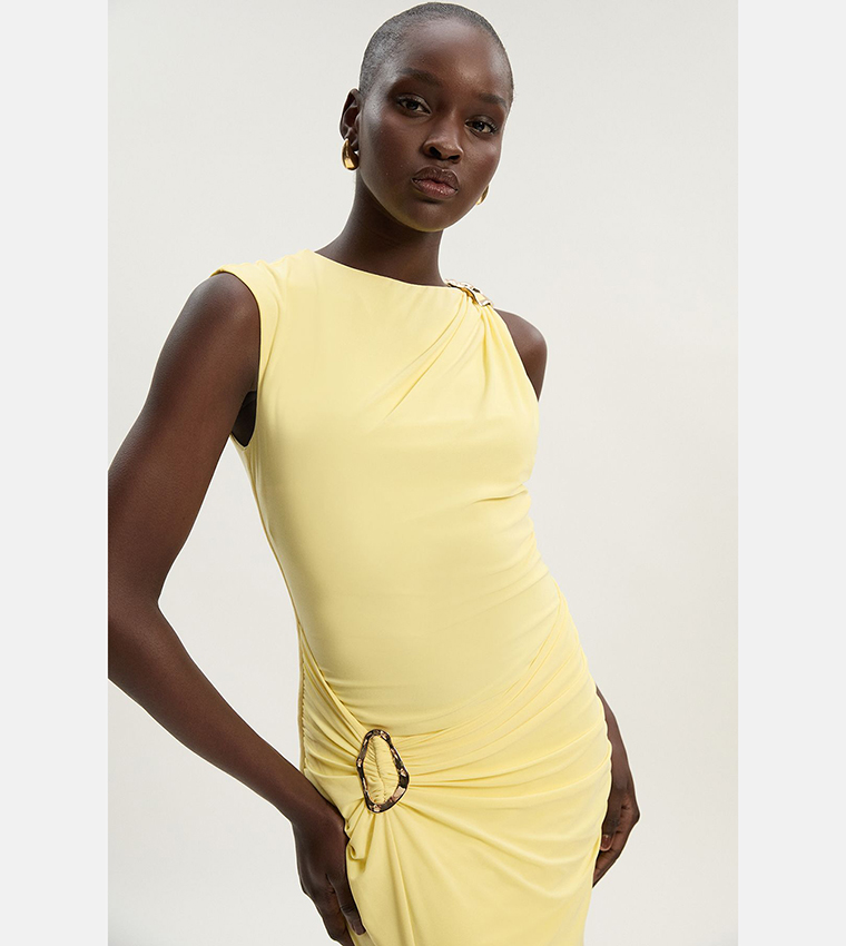 فستان ماكسي كريب بكشكشة