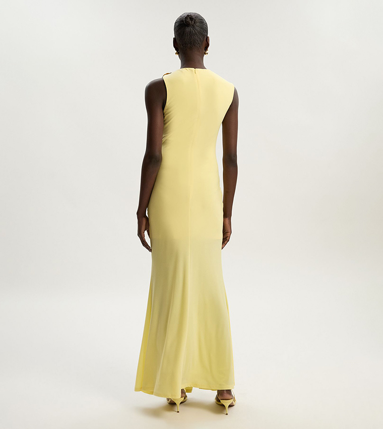 فستان ماكسي كريب بكشكشة