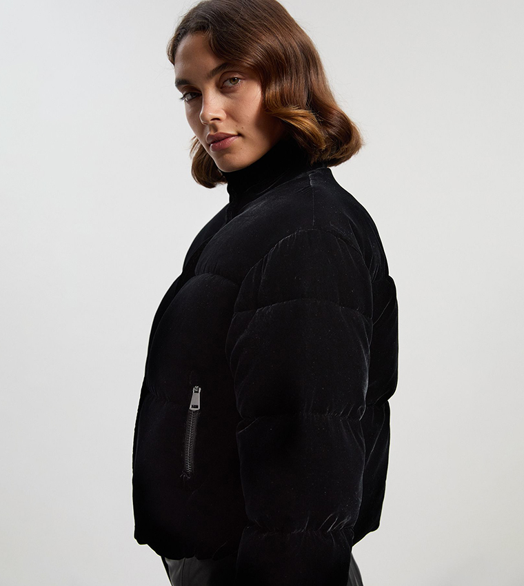 Velvet Short Puffer Jacket