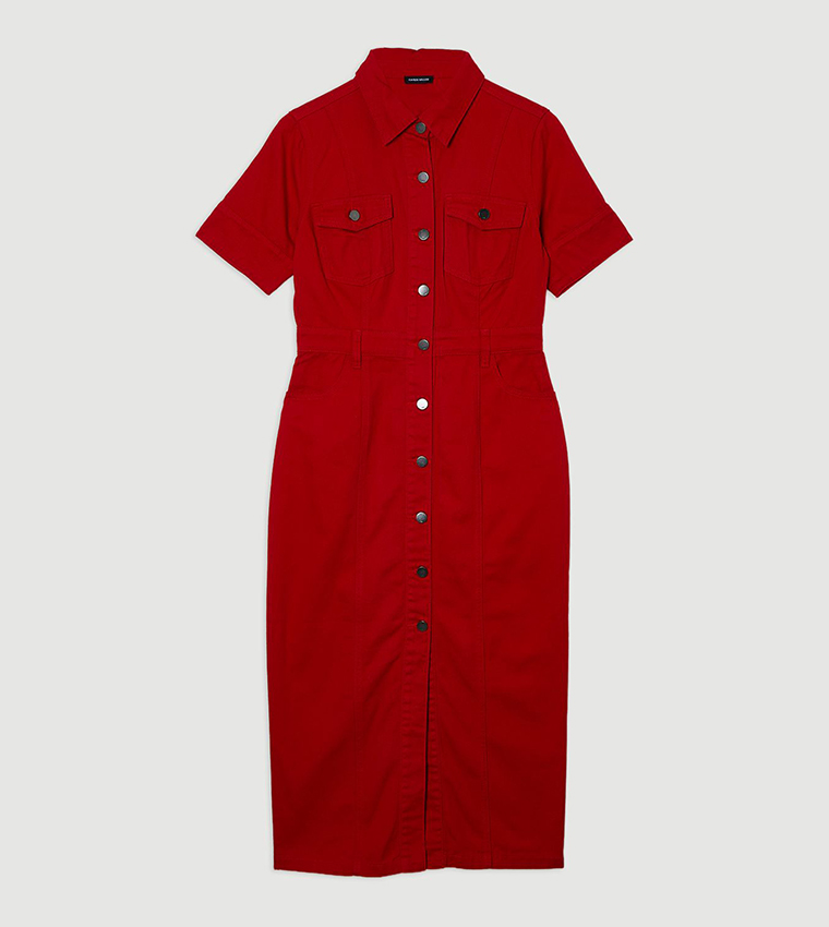 Short Sleeves Denim Shirt Dress