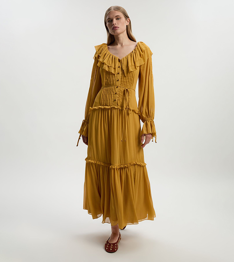 Georgette Ruffle Maxi Dress