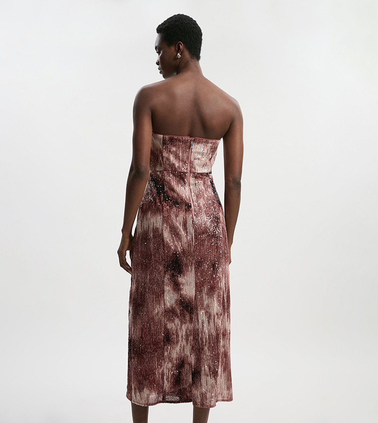 Petite Ombre Sequined Woven Midi Dress