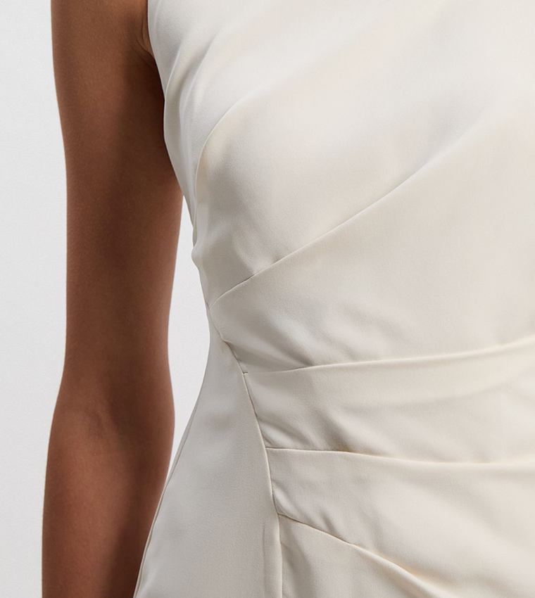 Soft Tailored Asymmetric Sleeves Midi Dress