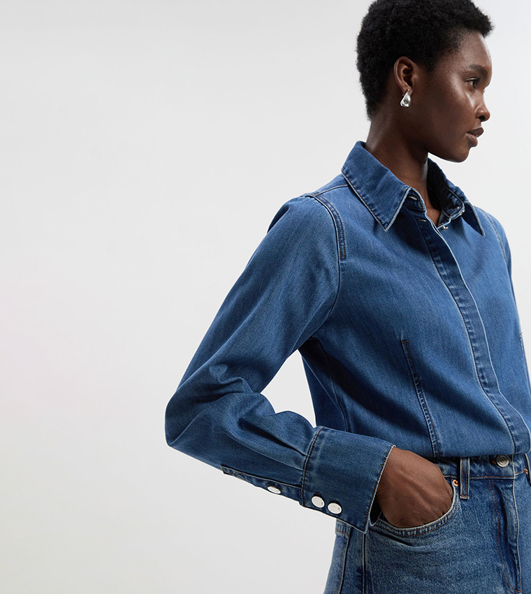 Tailored Long Sleeves Denim Shirt