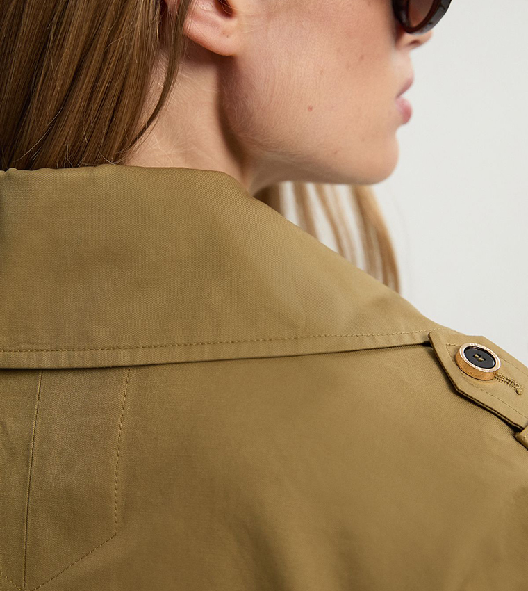 Cotton Relaxed Short Trench Coat