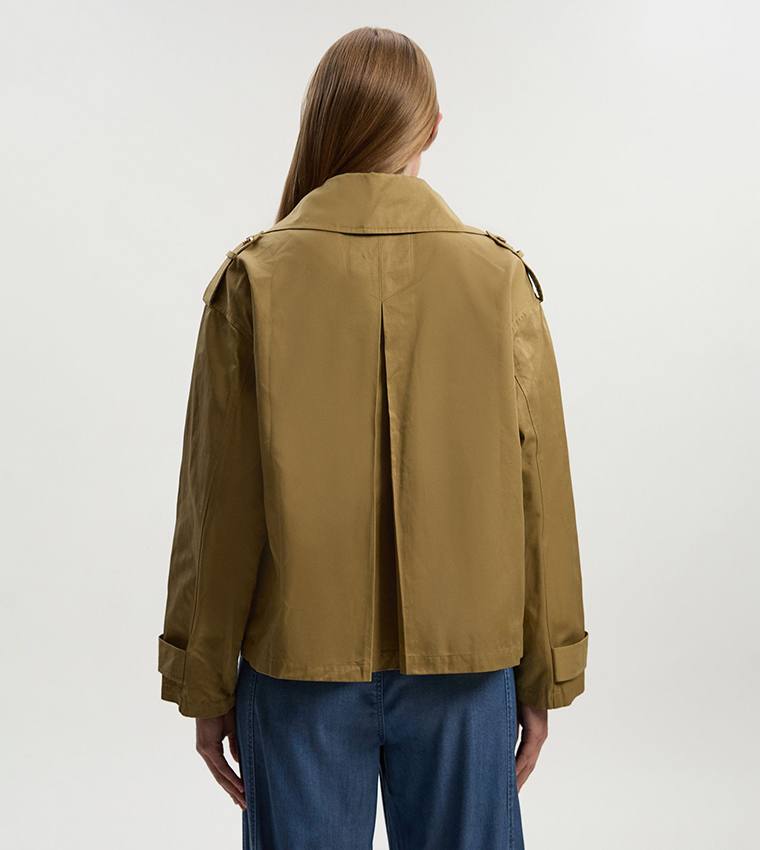 Cotton Relaxed Short Trench Coat