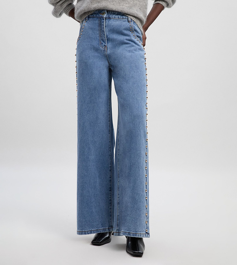 بنطلون جينز واسع 