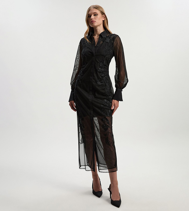 black curvy dress Body by Miraclesuit Women's Maxi Shaping Dress in Black, Size Medium main image 0