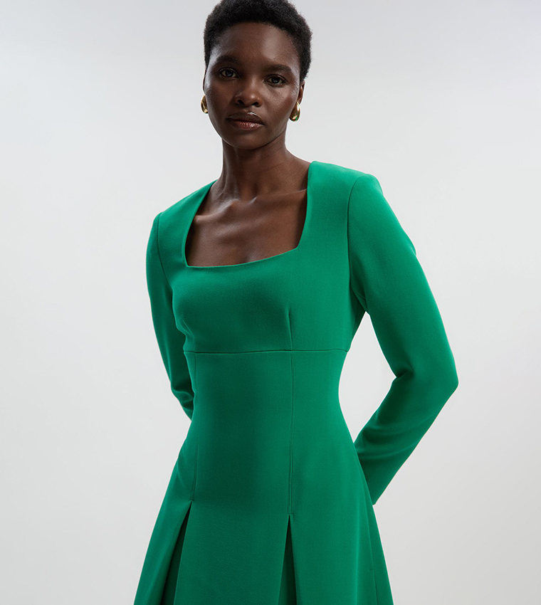 green emerald velvet dress KAREN MILLEN Green Floral Woven Lace Up Midi Dress UK 12 – Reliked