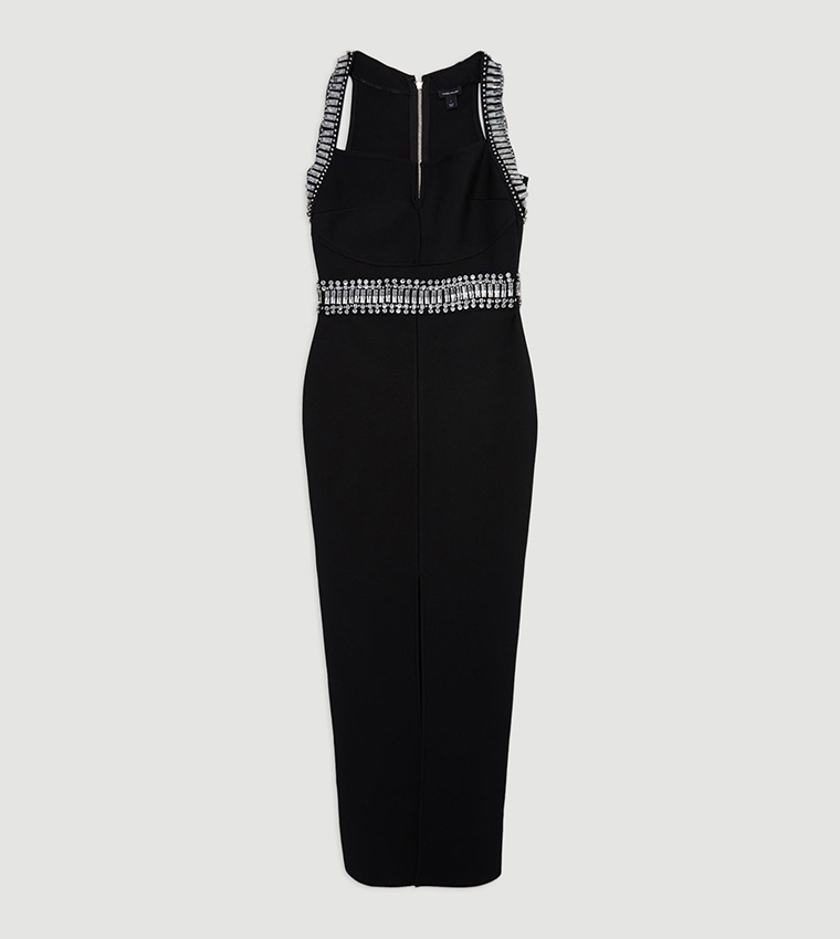 Bandage Figure Form Knit Embellished Maxi Dress