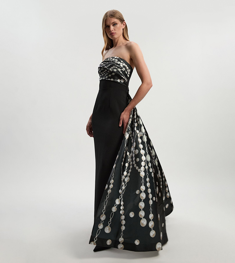 فستان ماكسي كورسيه ساتان للمقاسات الصغيرة  - مجموعة أرشيف 