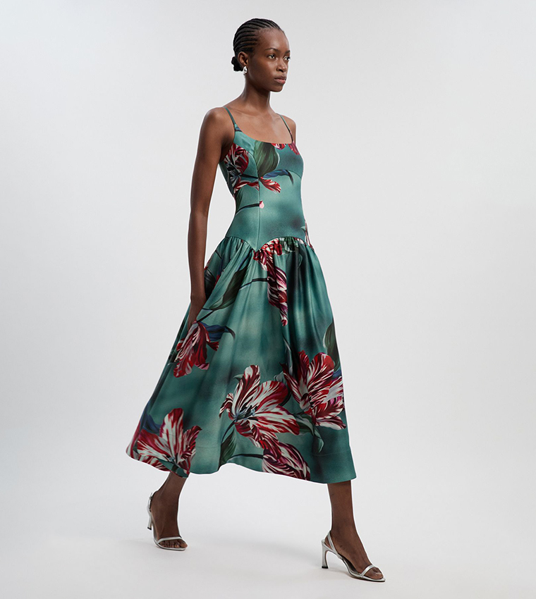 sachin and babi light blue dress Buy Karen Millen Photographic Floral Heavy Satin Drop Waist Maxi Dress In  Green