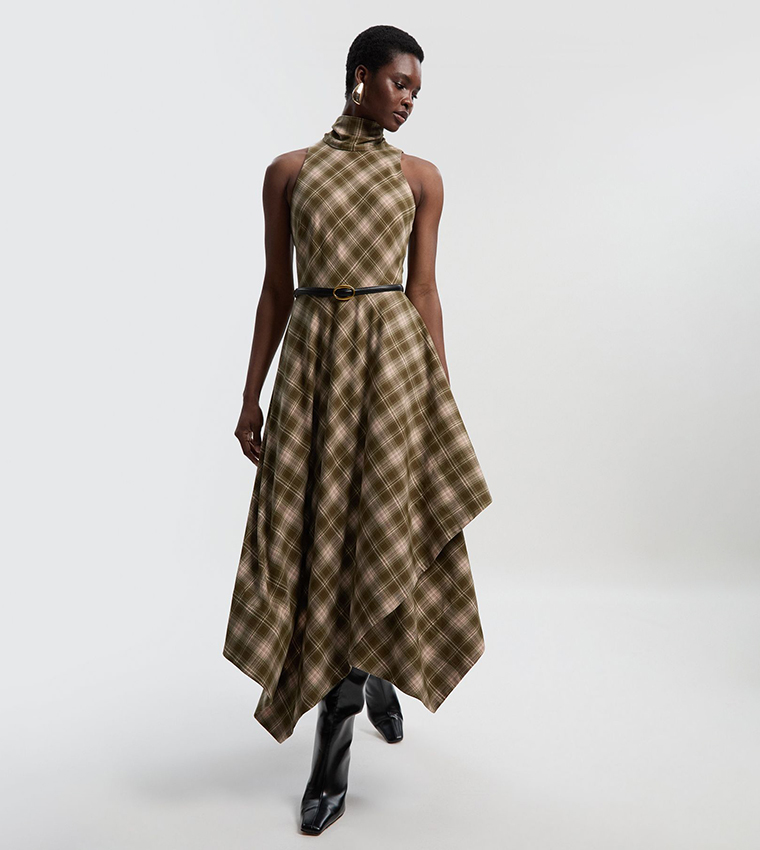 فستان ميدي بحزام للمقاسات الصغيرة 