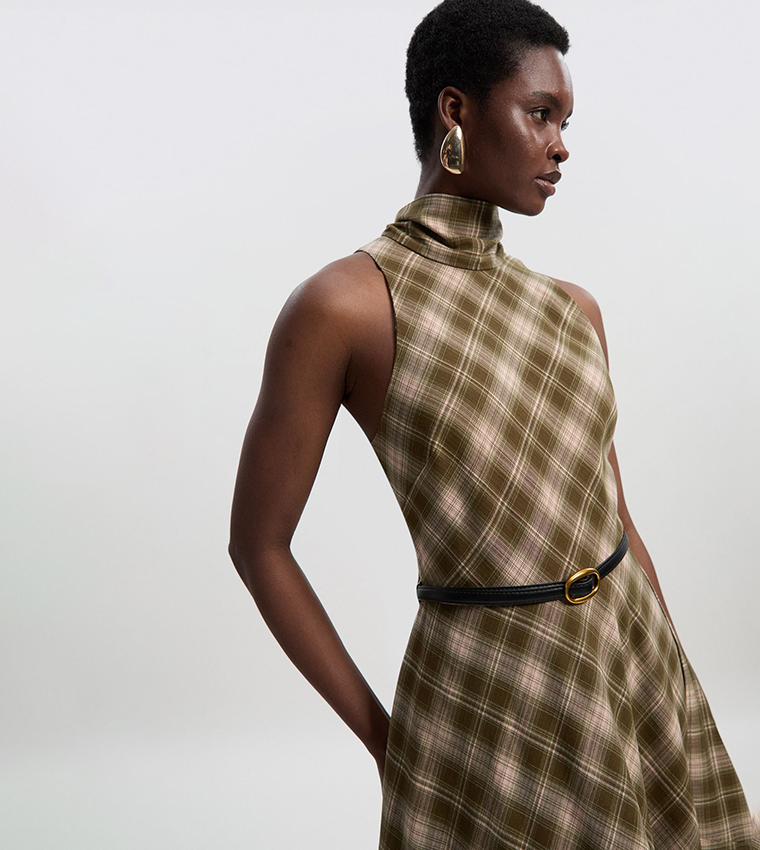 فستان ميدي بحزام للمقاسات الصغيرة 