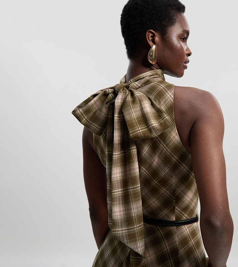 فستان ميدي بحزام للمقاسات الصغيرة 