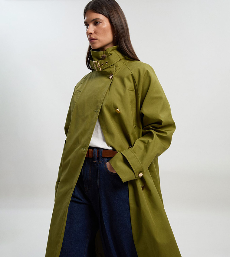 Funnel Neck Trench Coat