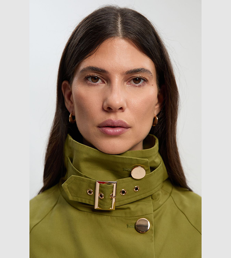 Funnel Neck Trench Coat