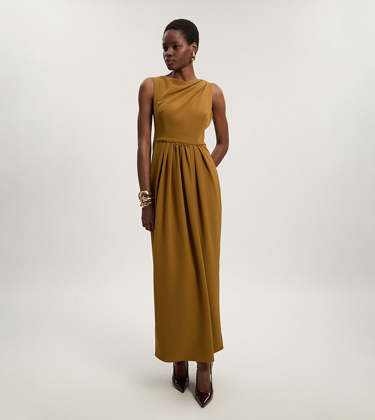 Tailored Drape Maxi Dress