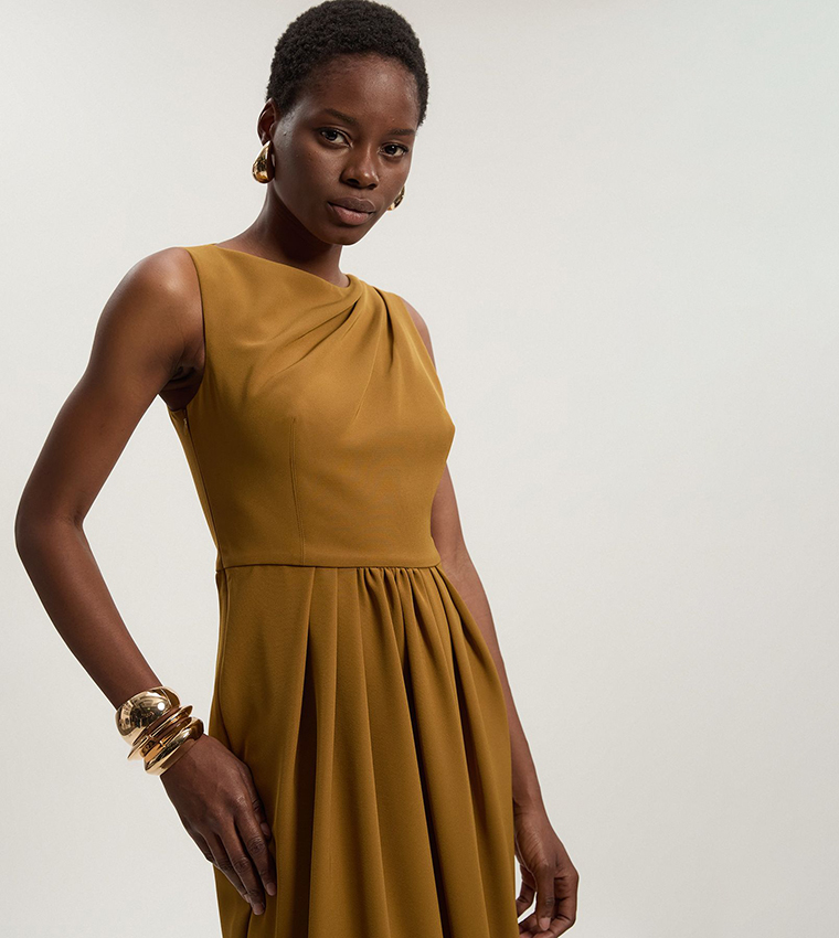 Tailored Drape Maxi Dress