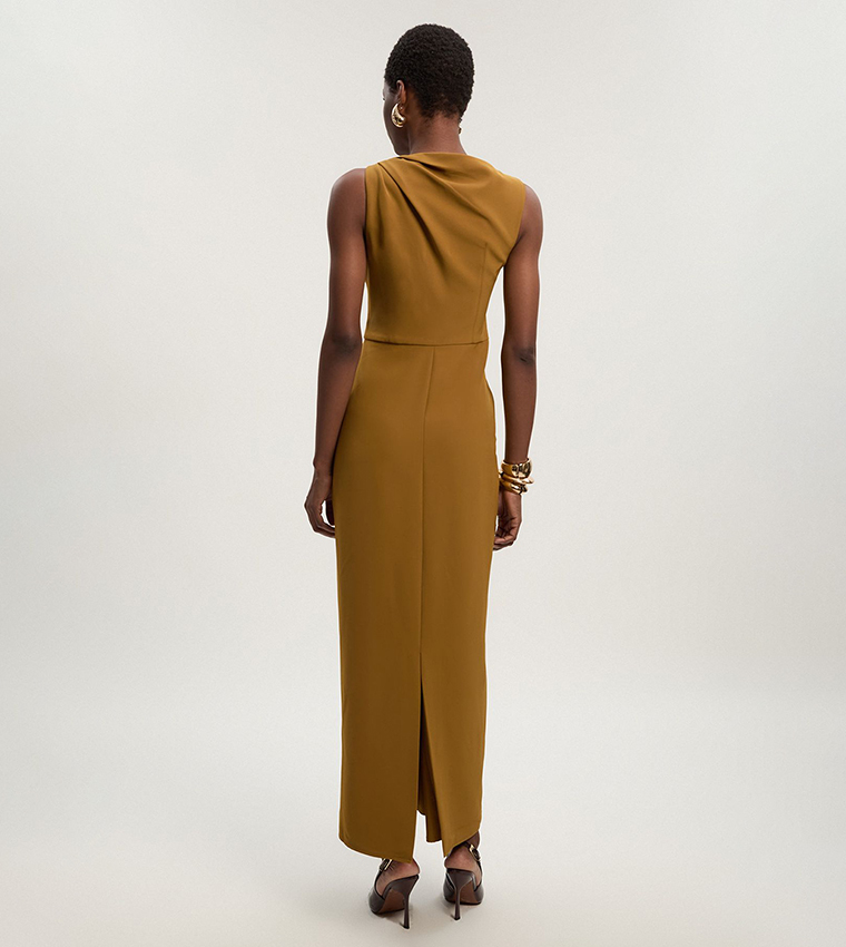 Tailored Drape Maxi Dress