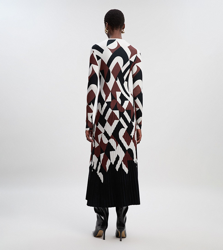 Geo Jacquard Knit Midi Dress