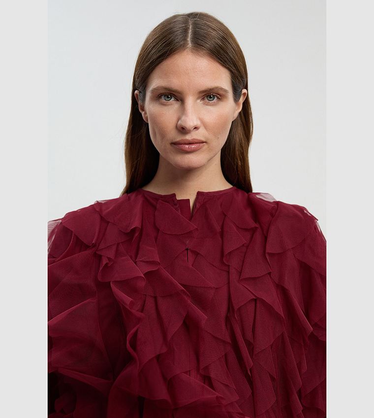 جاكيت بومبر محبوك ومكشكش