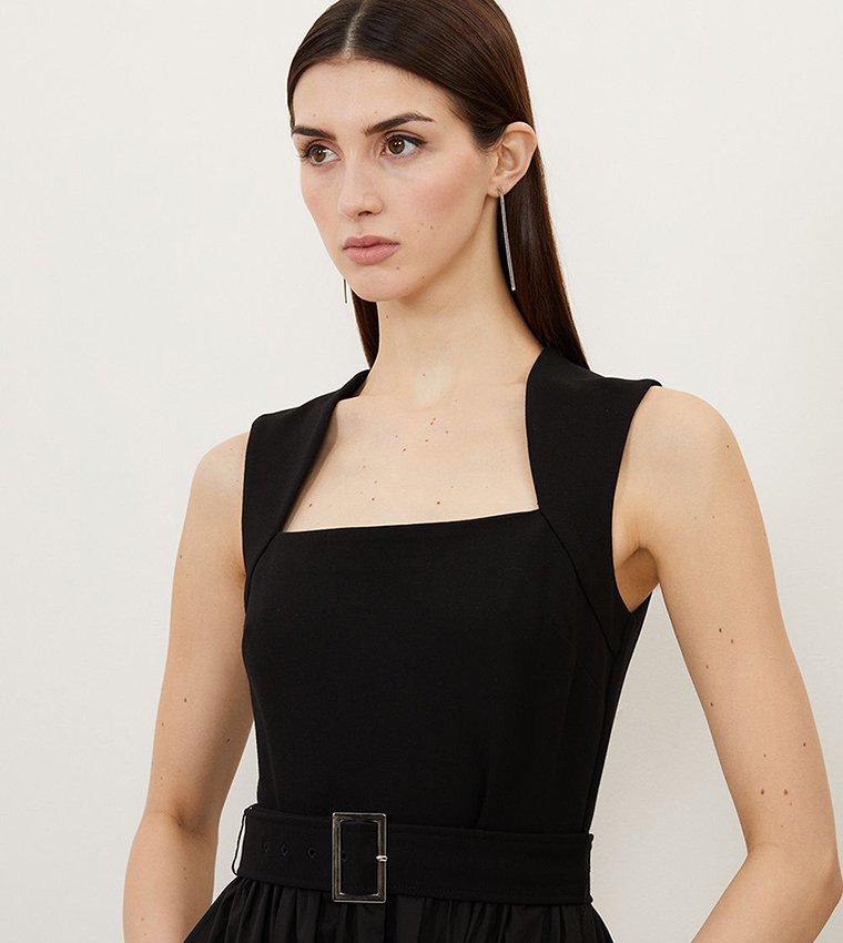 Petite Scoop Neck Jersey Cotton Mix Midi Dress