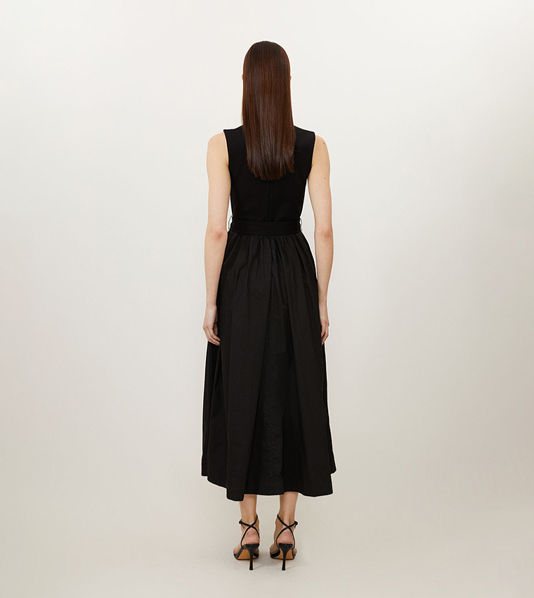 Petite Scoop Neck Jersey Cotton Mix Midi Dress