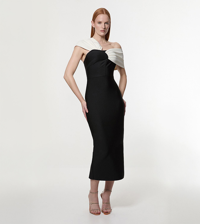 navy blue dress for baby girl Buy Karen Millen Figure Form Bandage Asymmetric Strap Knit Midi Dress In  Multiple Colors