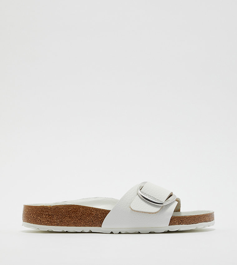 Madrid Big Buckle Grained Leather White