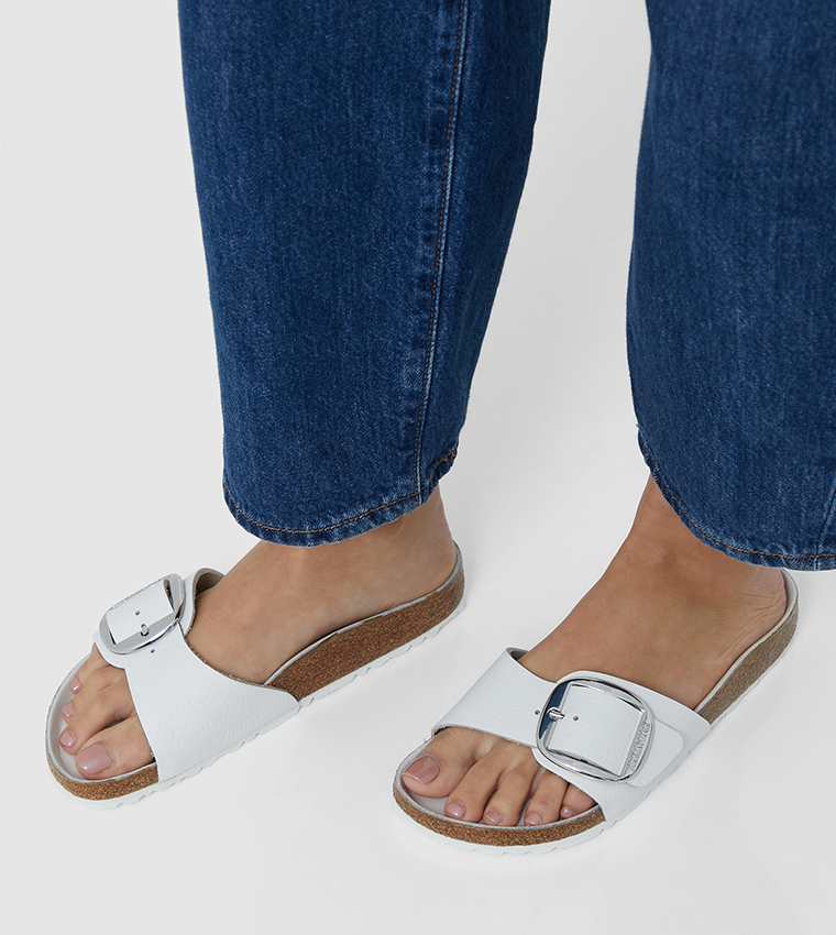 Madrid Big Buckle Grained Leather White