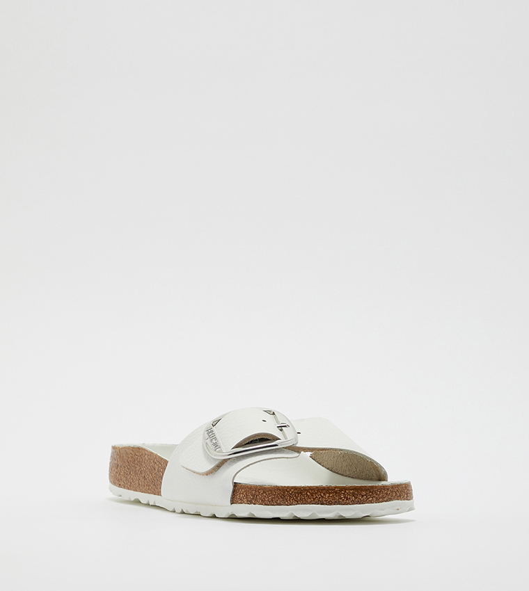 Madrid Big Buckle Grained Leather White