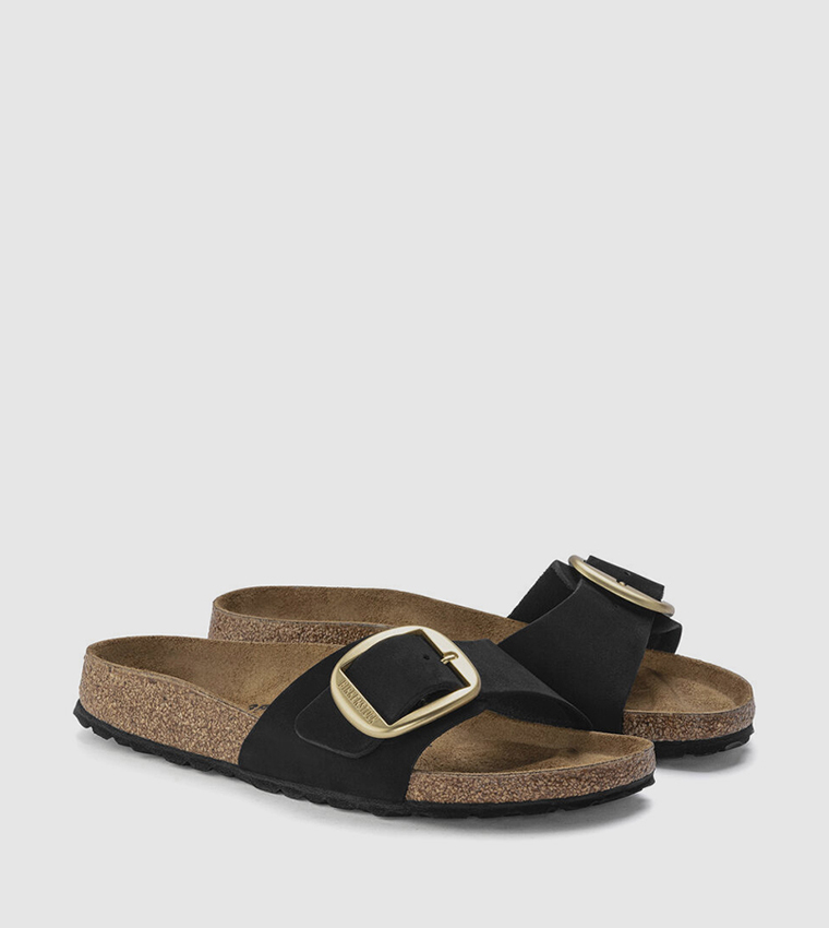Madrid Big Buckle Nubuck Leather Black