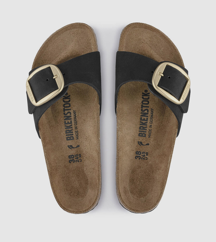 Madrid Big Buckle Nubuck Leather Black
