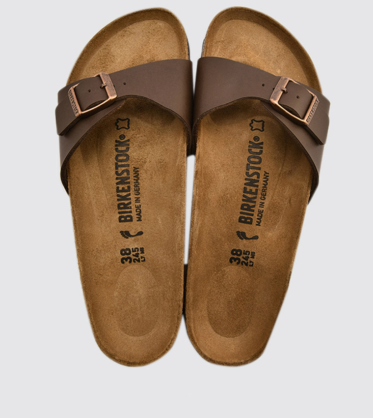 Buy Birkenstock Madrid Buckled Slides In Dark Brown | 6thStreet Kuwait