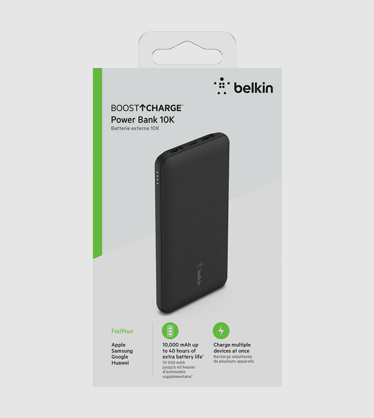 Boostcharge Power Bank 10K Mah 15W Quick Charge 2X Usb-C 2X Usb-A Ports Black