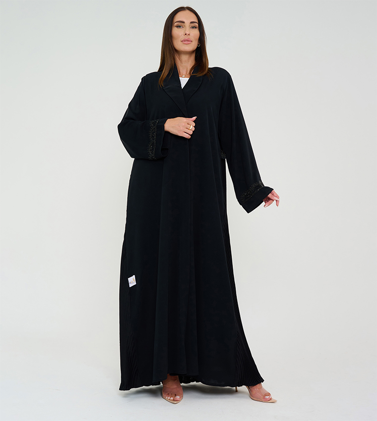 Embellished Long Sleeves Pleated Abaya