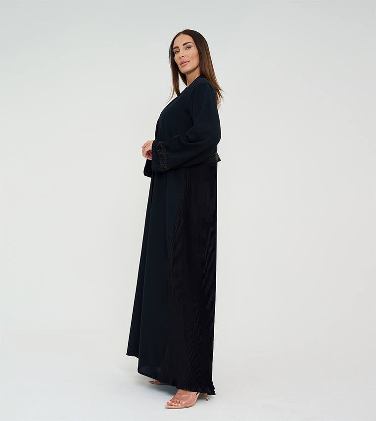Embellished Long Sleeves Pleated Abaya