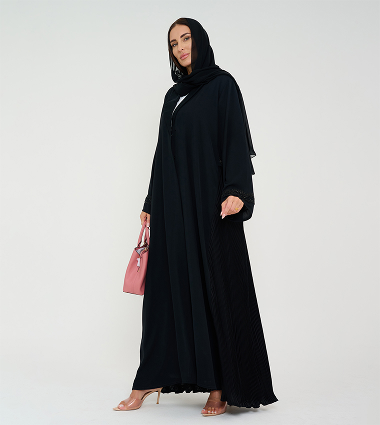Embellished Long Sleeves Pleated Abaya