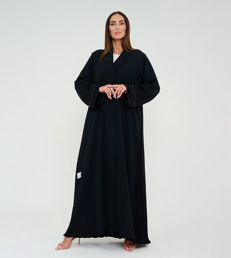 Embellished Long Sleeves Pleated Abaya