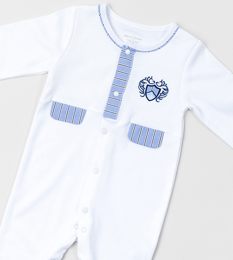 Crest Embroidered Footed Sleepsuit