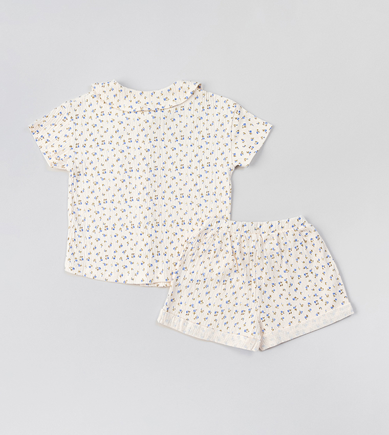 Printed Short Sleeves Clothing Set
