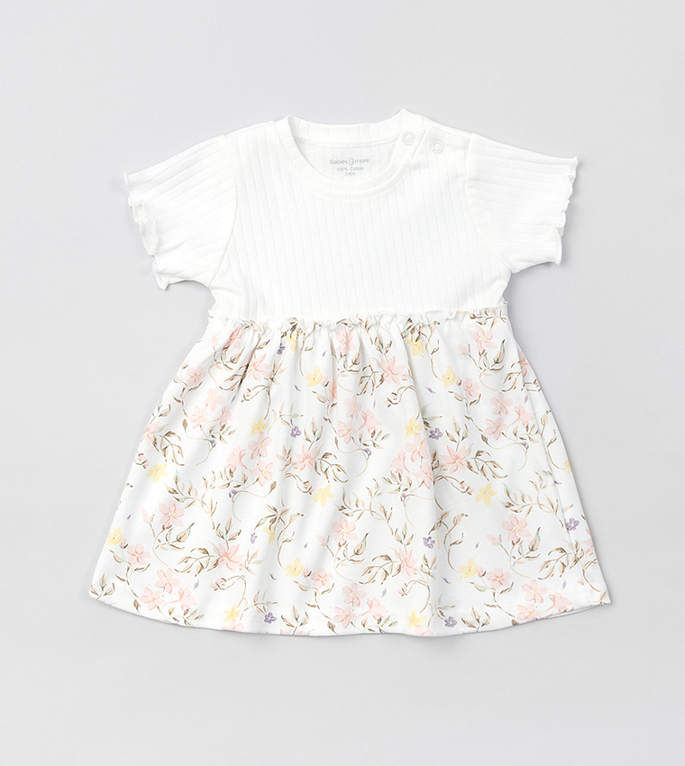 Printed Short Sleeves Flared Dress