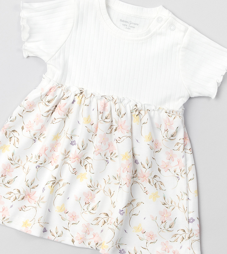Printed Short Sleeves Flared Dress