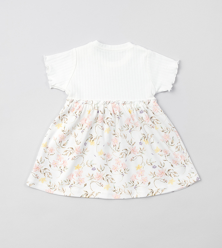 Printed Short Sleeves Flared Dress